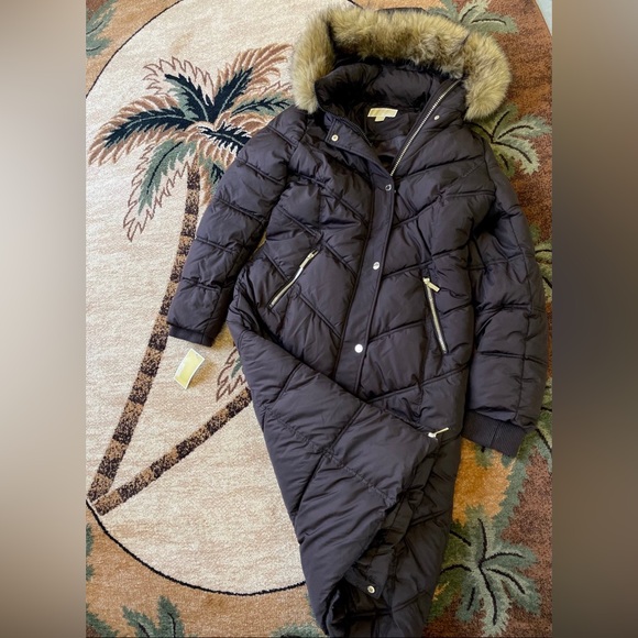 Michael Kors Jackets & Blazers - Michael Kors Chocolate Maxi Long Fur Puffer Coat Full Length S M L XL NWT $400
